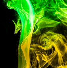Colored smoke on black background