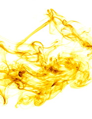 Yellow smoke on white background