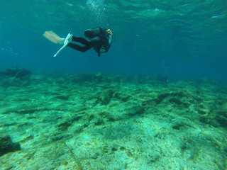 diver, scuba, diving, underwater, sea, cyprus, bubbles, girl, extreme, depth