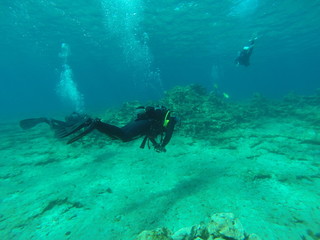 diver, scuba, diving, underwater, sea, cyprus, bubbles, girl, extreme, depth