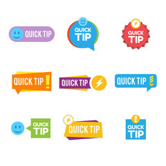 Quick tips logo, icon or symbol set with different colors graphic elements suitable for web or documents