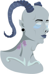 Mythical character with a broken horn. Mythology. Horror