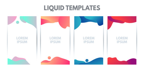 Set of abstract modern graphic elements. Gradient abstract banners with flowing liquid shapes.