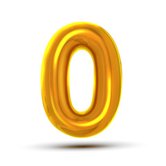0 Zero Number Vector. Golden Yellow Metal Letter Figure. Digit 0. Numeric Character. Alphabet Typography Design Element. Party Foil Symbol. Numeral Bright Metallic 3D Realistic Illustration