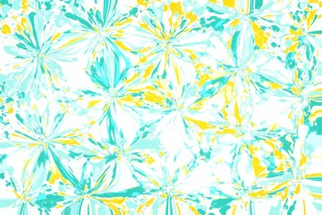 Abstract background made in acrylic technology. Green, blue, yellow and white colors