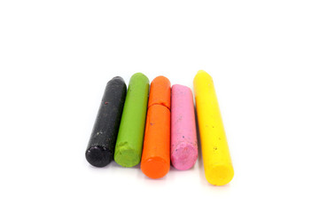 Color Crayon Wax Pencil ,used Crayon  Isolated on White Background