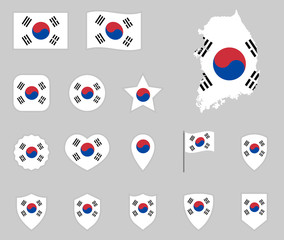 flag of South Korea set, Republic of Korea national flag icons