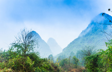 Mountain in the mist scenery 