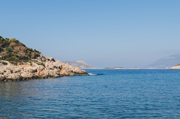 Fototapeta na wymiar The turquoise sea near Kas, Antalya, Turkey