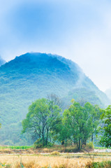 Mountain in the mist scenery 