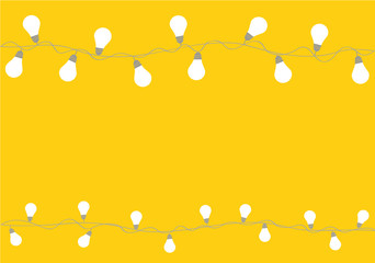 A set of warm light bulb garlands, holiday decorations. The lamps. Glowing Christmas lights. Vector on yellow background.