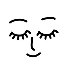 Closed eyes face. Simple vector sketch. Dream.