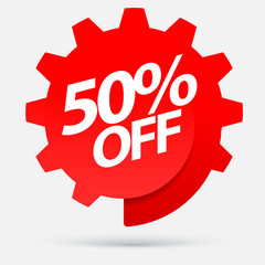 Sale of special offers. Discount with the price is 50 . An ad with a red tag for an advertising campaign at retail on the day of purchase. vector illustration