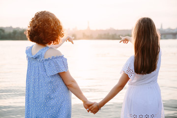mother and daughter on the beach