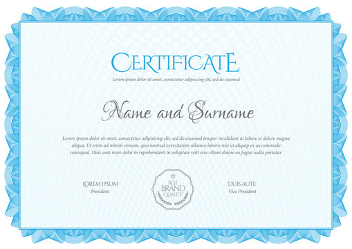 Certificate template. Diploma of modern design or gift certificate. Vector illustration.
