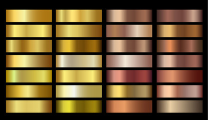 Vector Banners with gold and bronze gradient texture backgrounds - obrazy, fototapety, plakaty