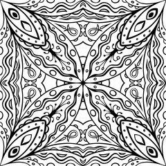 Indian black and white background. Fancy mehndi ornament.