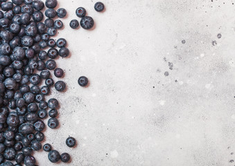 Fresh raw organic blueberries on white background. Food concept. Space for text