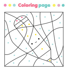 Children educational game. Coloring page with cute pencil. Color by dots printable activity