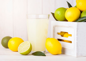 Glass of organic fresh lemon lime  juice