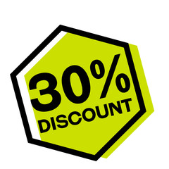 30 percent discount stamp on white