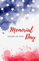 Usa Memorial day watercolored background
