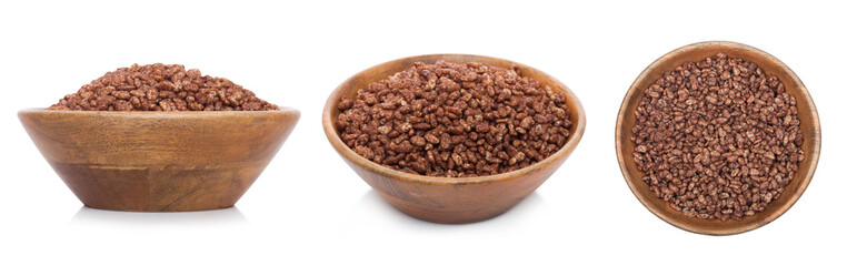 Bamboo wood bowl with organic granola cereal