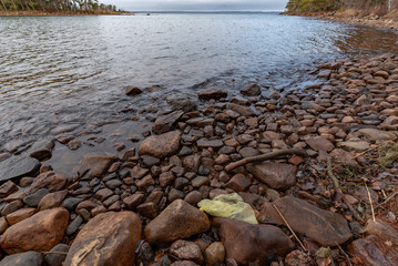 a shore made of stones in Sweden