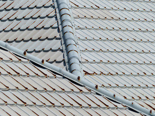 old metal sheet roof with rust texture