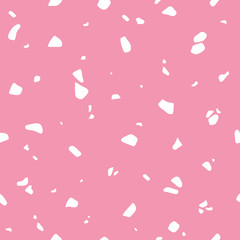 Terrazzo seamless pattern in White and Pink
