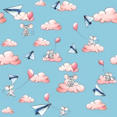 Photo sur Plexiglas Animaux avec ballon Souris avec les ballons dans le ciel