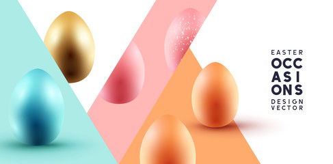Abstract Easter background with various easter Eggs. Vector illustration.