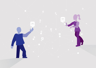 Send a message. Online connection. Social networks and messengers, fast communication in the network, the concept. 