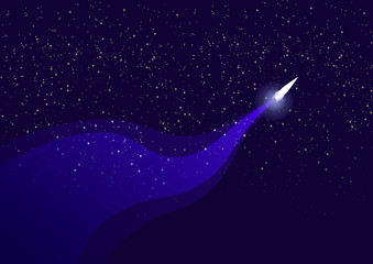  rocket flies in space and leaves a trail against the stars © Ulia Koltyrina