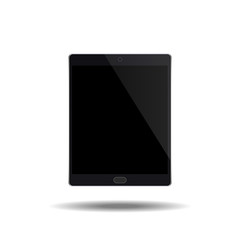 tablet black color with blank touch screen.