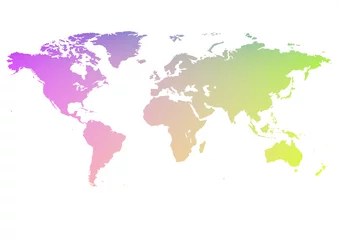 Planet Erde, Weltkartenstilisierung mit Regenbogengradient © Ulia Koltyrina