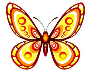 Decorative butterfly. Stylized color butterfly. Vector illustration.