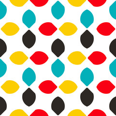 Bright seamless pattern with colorful oblong geometric elements.
