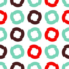 Bright seamless pattern with circular geometric elements.