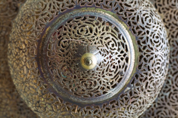 Close up shot of arabic ceiling lantern
