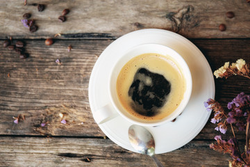 Coffee cup with top view.
