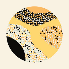 Fototapeta premium graphic dotted circle symbol in ivory and black shades