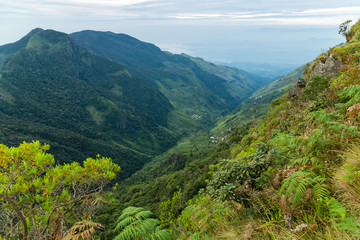 Famous tourist attractions and landmarks mountain road Worlds End in Horton Plains National Park Sri Lanka.