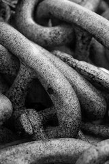 Close up to heavy  metal chain, used in heavy industry