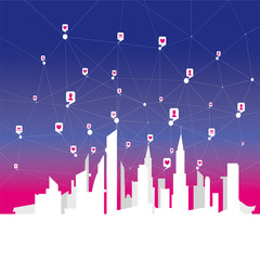 Global social networks, network of personal and business contacts over the big city