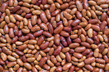Beans (lat. Phaséolus vulgáris), top view, close-up. Healthy, natural food.