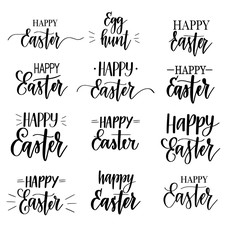 Happy Easter vector digital brush calligraphy Christian spring holiday design