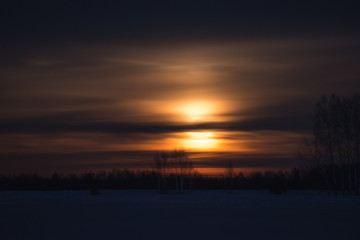 Fototapeta na wymiar Orange moon rise