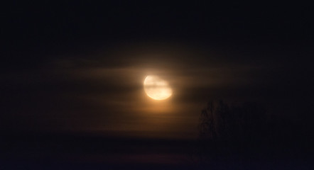 Orange moon rise