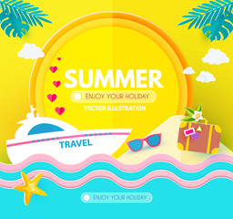 Fototapeta na wymiar Hot Vacation Design Template. Summer Travel. Enjoy Sea Holidays.